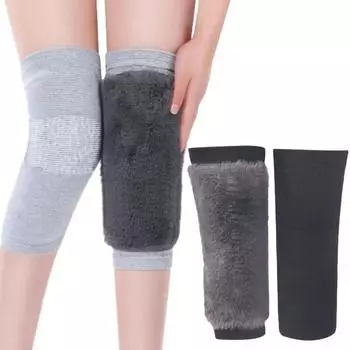 1 Pair Winter Warm Knee Pads for Women Men Old People Cold Leg Arthritis Kneepad Knee Support Rabbit Fur Running Knee Protector XXL