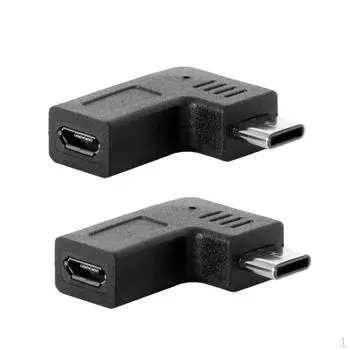 1 пара 90 градусов Micro USB Female to Type C Male адаптер для Samsung S7, Huawei
