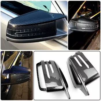 1 пара автомобильных наклеек на зеркало заднего вида, крышка для Mercedes Benz W204 C207 W212 W221, наружное черное АБС-пластик, боковое зеркало автомобиля L + R Bright black-A