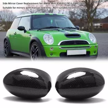 1 пара боковых зеркал, крышки зеркала заднего вида, сменные крышки для BMW Mini чёрный