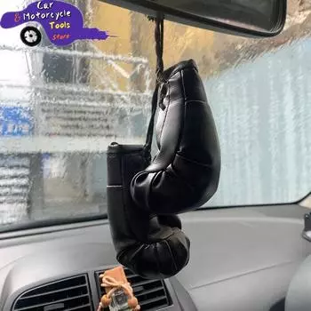 1 пара боксерских перчаток для автомобиля, подвесное зеркало, кожаный кулон в автомобильные аксессуары, украшение для интерьера автомобиля, сделай сам, крутые украшения, брелок