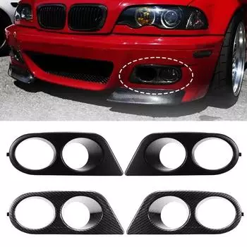 1 пара для BMW E46 M3 2001 2002 2003 2004 2005 2006 Карбоновый кожух противотуманной фары, рама решетки, воздуховод, капот противотуманной фары чёрный