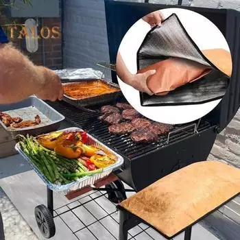 1 пара одеял для барбекю, термосумка для хранения мяса, многоразовая термоизоляционная сумка для гриля с застежкой-молнией, портативное многоразовое одеяло для готовки на открытом воздухе светло-коричневого