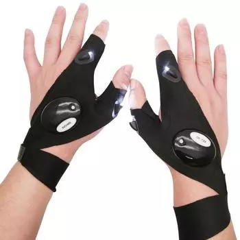1 пара перчаток без пальцев Magic Strap для рыбалки на открытом воздухе, водонепроницаемые перчатки для рыбалки с ночным светом и светодиодным фонариком, спасательные инструменты