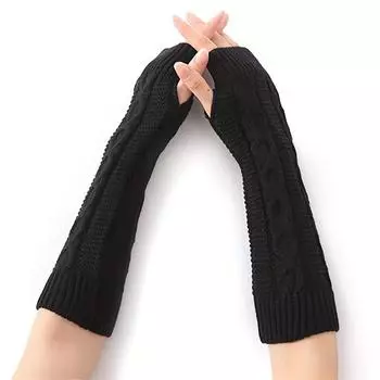 1 пара перчаток без пальцев Twist Thread, осень-зима, унисекс, шерстяные, с манжетой на запястье, однотонные, теплые, трикотажные, нарукавники