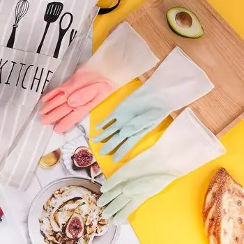 1 пара прозрачных перчаток для мытья посуды кухонные принадлежности чистящие средства водонепроницаемые бытовые резиновые L