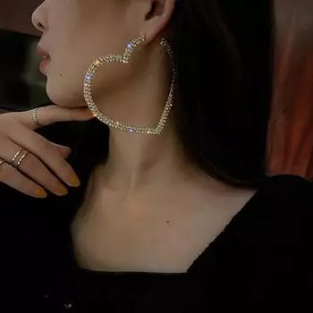 1 пара серьги-кольца с большим сердцем для женщин, геометрические серьги, эффектные ювелирные изделия, подарки золотой