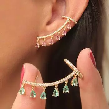 1 пара сережек Серьги со стразами Серьги с кисточками в форме капли воды Женские серьги Ювелирные изделия 2Pcs/Pair розовый