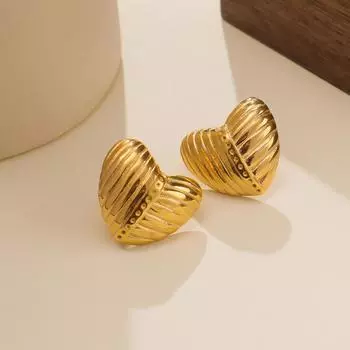 1 пара сережек в форме сердца из нержавеющей стали с неровной текстурой LOVE для женщин, пар, великолепные украшения для свадебной вечеринки, подарочные аксессуары, предотвращающие аллергию 3cm золотой