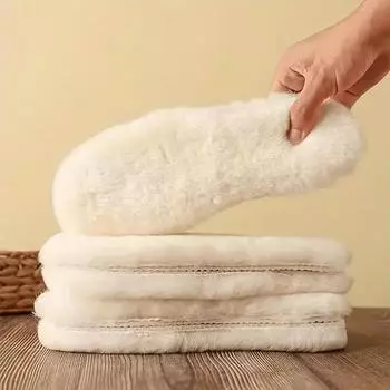 1 пара шерстяных стелек для мужчин и женщин, зимние теплые стельки, мягкие шерстяные утолщенные стельки для обуви, вставки для обуви, термоподкладки 35 белый