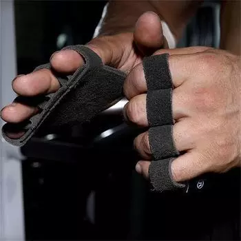 1 пара защитных приспособлений для ладоней с четырьмя пальцами, вспомогательный ремешок для жестких подтягиваний, спортивные защитные приспособления для фитнеса и фитнеса для женщин и мужчин One Size чёрный