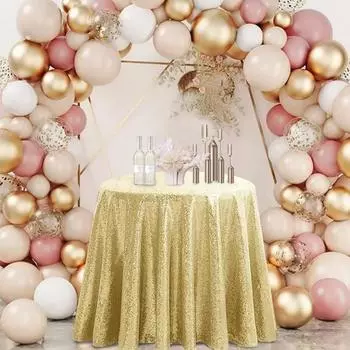 1 Pc 120cm Sequin Round Tablecloth Tablecloth Round Table Cover Table Line Shiny Table Cover Decorative Draped Tablecloth Shiny Polyester Clothes серебряный