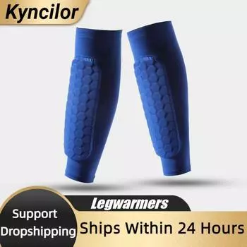 1 PC Leg Sleeves Shin Guards Shockproof Honeycomb Nylon Support Sock Shin Protector Soccer Gear Soccer Shields Sports Legging M