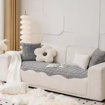 1 Pc Lu Cat Feeling Rabbit Plush Sofa Cushion Light Luxury Houndstooth Sofa Cushion Irregular Winter High-grade Ins Cushion 90x90