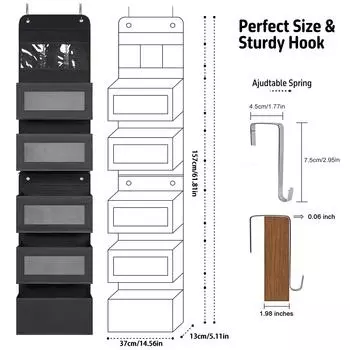1 PC Non-Woven Fabric, 6-Layer Detachable, Divided Into 2 Hanging Storage Door Devices With Hooks, Anti Swinging Dormitory