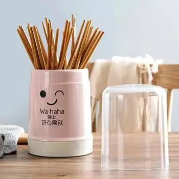 1 PC Transparent Pink Covered Chopstick Holder, Simple Kitchen Dust Cover Chopstick Holder, Cartoon Solid Color Chopstick Holder розовый