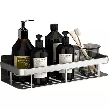 1 Pcs Bathroom Accessories Aluminium Heavy Duty Self Adhesive Bathroom Shelf for Wall, Multipurpose Wall Mounted Organiser, Washroom Organizer серебряный