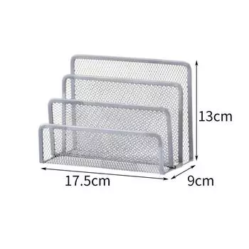 1 Pcs Black Desktop Office Storage Grid Metal Three-Layer Business Card File Office Supplies Storage Rack