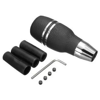 1 Pcs Black Leather Universal Car Automatic Gear Stick Shift Knob Shifter Lever