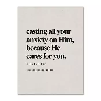 1 Петра 5:7 печатных стихов из Библии, настенное искусство, современная Библия, Священные Писания, холст, плакат, христианская вера, холст, картина, он заботится о вас 21x30cm No Frame
