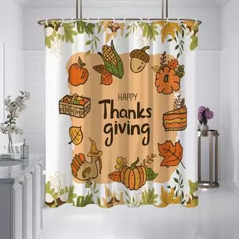 1 piece 180x180cm Thanksgiving pumpkin pattern printed shower curtain partition bathroom waterproof and mildew proof 180x180cm