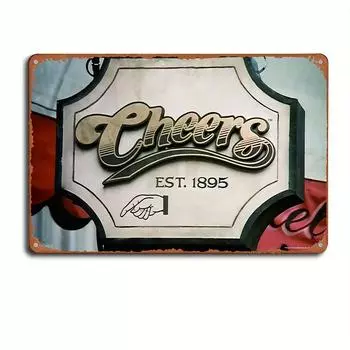 1 piece, Metal Aluminum Sign, Cheers Bar Sign , (8x12 inches/20cm*30cm), Vintage Wall Art Decoration чёрный