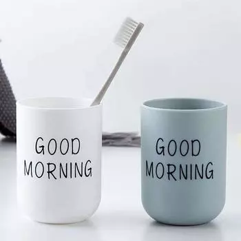 1 Piece Tooth Brush Wash Cup Simple Nordic Style Travel Portable Bathroom Couple Plastic Good Morning Fashion Brushing Cup белый
