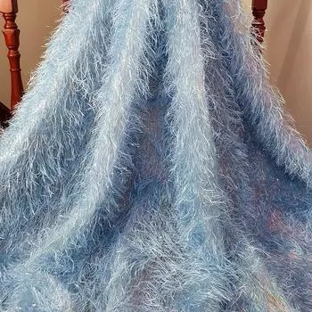 1 ярд серо-серебристый мягкий дизайнерский сшитый на заказ искусственный перьевой материал для свадебного платья, одежды, костюмов, сделай сам 140x90cm