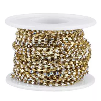 1 Roll Crystal Chain For Diy Necklace Wedding Decoration Accessories(ss6.5 Gold)