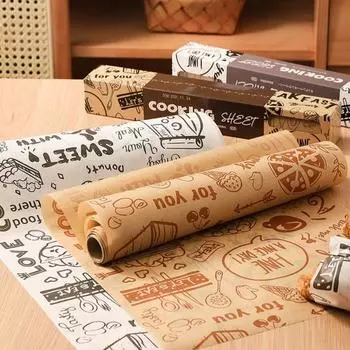 1 рулон кулинарной бумаги для выпечки Упаковка для пищевых продуктов Термостойкая Экологичная фритюрница Безопасная антипригарная бумага для выпечки Продукты питания белый
