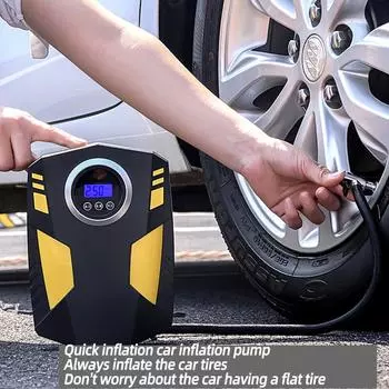1 Set Car Mounted Inflation Pump Portable Tire Inflation Pump LED Digital Display Model Car Black 12V чёрный