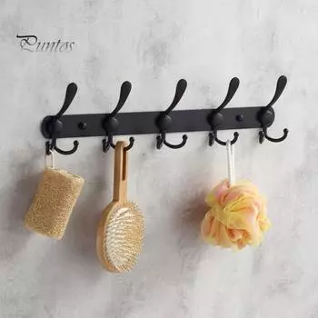1 Set Clothes Hook Stainless Steel Bag Scarf Coat Rack Space-Saving Three-jaw Design Wall Storage Hanger Hook for Home 2pcs