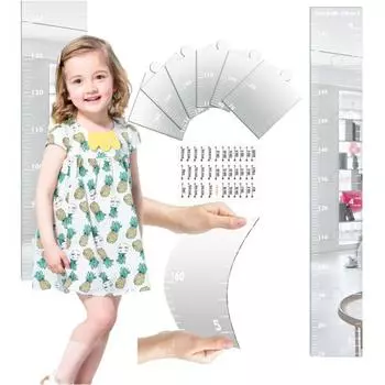 1 Set Kids Growth Chart Mirror Dry Erase Board Children Room Nursery Bedroom Baby to Adults Boys Girls Wall Hanging Splicing Height Measurement Ruler Sets