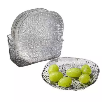 1 Set Picnic Storage Trays Easy To Clean Fruit Plates Light Luxury Snack Tray Transparent Table Trash Container Retro Household серебряный