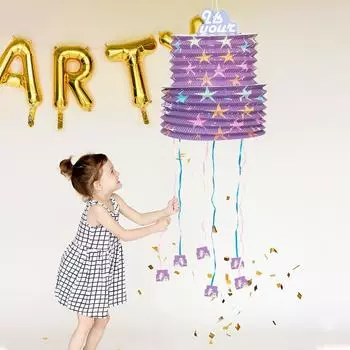 1 Set Pinata Gift Box Cartoon Fill Surprise Gift Box Birthday Party Decoration DIY Fun Pull Line Photo Prop