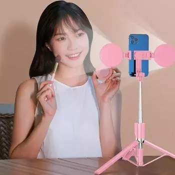 1 комплект Z6D Selfie 360 градусов 5 двойной выдвижной заполняющий светильник с вращающейся светодиодной лампой на 166 см чёрный