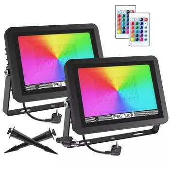 1 шт., 100 Вт, RGB прожектор, IP66, водонепроницаемый светодиодный прожектор, лампа для проектора, наружное садовое освещение, RGB уличный фонарь, Рождественские огни