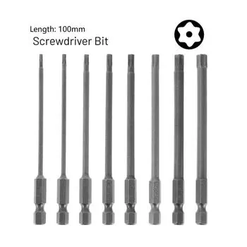 1 шт. 1/4 шестигранная магнитная отвертка Torx бита 100 мм T8/T10/T15/T20/T25/T27/T30/T40 S2 легированная сталь электрические отвертки биты