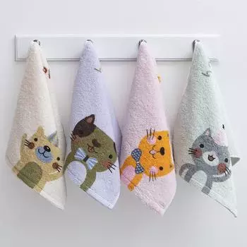 1 шт. 25x50 см 100% хлопок с рисунком мультяшного кота для детей, впитывающее маленькое полотенце для рук и лица 25x50cm&1pc розовый