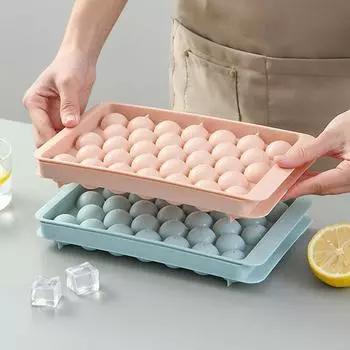 1 шт. 33 сетки мяч форма для кубиков льда коробка для льда бытовой круглый сферический маленький замороженный кубик с крышкой артефакт пищевой полипропиленовый лоток для льда синий