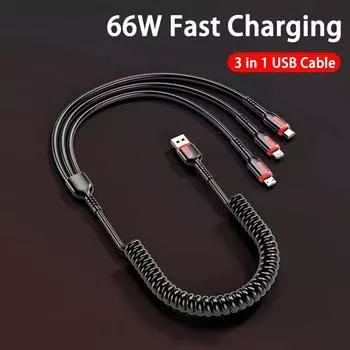 1 шт. 3 в 1 66 Вт 6 А Быстрая зарядка USB Type C кабель Micro USB кабель зарядное устройство 1.8M