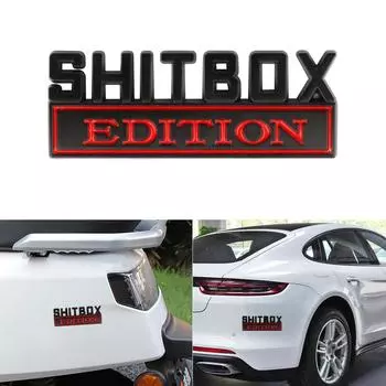 1 шт. 3D эмблема ABS SHITBOX Edition значок деревенский автомобиль хвост боковая наклейка белая привилегия для VW Golf 4 Ford Focus 3 Toyota Auris Seat Exeo Bmw E46 Style 1 красный/чёрный