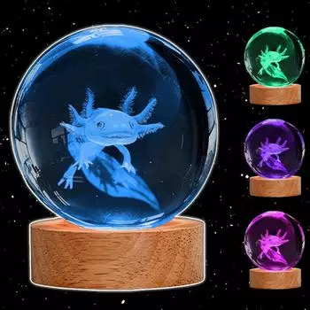 1 шт. 3D Аксолотль ночник хрустальный шар лампа 16 цветов домашний декор освещение день рождения памятные подарки для ребенка одноклассник учитель