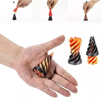1 шт. 3D-печатная спиральная конусная игрушка, невозможная пирамида, проходная скульптура, проходная пирамида, игрушка, мини-вихревая нить, иллюзия