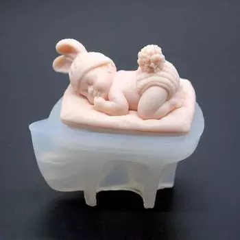 1 шт. 3d силиконовая форма для спящего ребенка, форма для шоколадных конфет, помадка, мыло ручной работы, свеча, пластырь, инструмент для изготовления смолы 9.2cmx6cmx4.7cm белый