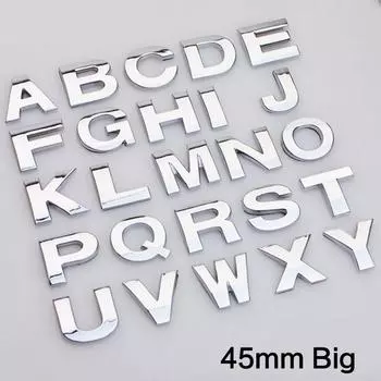 1 шт. 45 мм серебристый, черный металл DIY алфавит автомобиль авто мото 3D наклейка на автомобиль наклейка значок автомобиль наклейка A чёрный