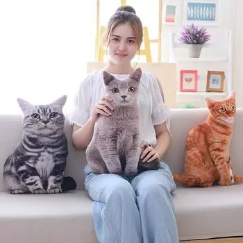 1 шт. 50 см 3D моделирование подушка для кошек милый кот моющаяся плюшевая подушка детская игрушка подушка для дивана 50 cm чёрный