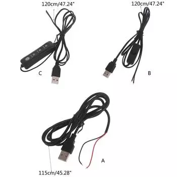 1 шт. 5 В USB-удлинительный кабель с разъемом h, USB 2.0 A и 2-контактным 2-проводным разъемом для кабеля питания и зарядки 5 В A