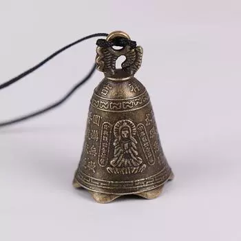 1 шт. антикварный колокольчик, китайская мини-скульптура, колокольчик Будды Гуаньинь для молитвы, колокольчик Шуй Фэн чёрный