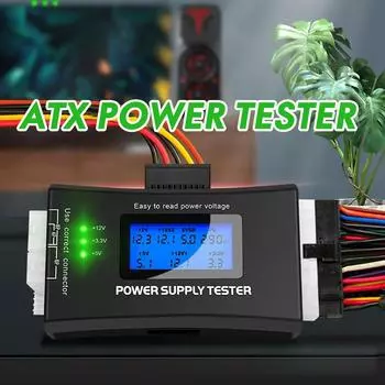 1 шт. ATX Power Detection Tool Computer Host Power Tester Portable Plastic Shell LCD Display Case Power Tester чёрный
